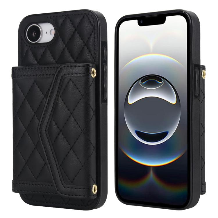 Splicing Rhombic Texture Card Bag Phone Case with Long Lanyard, For iPhone 18 Pro / 17 Pro, For iPhone 18 Pro Max / 17 Pro Max, For iPhone 17e / 16e, For iPhone 17