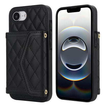 Splicing Rhombic Texture Card Bag Phone Case with Long Lanyard, For iPhone 18 Pro / 17 Pro, For iPhone 18 Pro Max / 17 Pro Max, For iPhone 17e / 16e, For iPhone 17