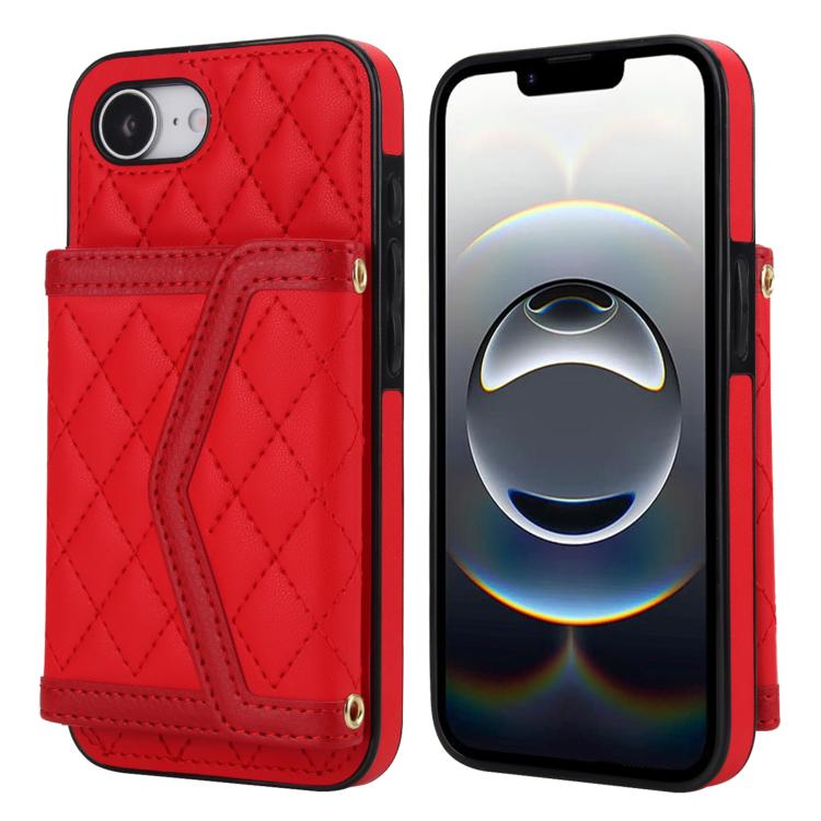 Splicing Rhombic Texture Card Bag Phone Case with Long Lanyard, For iPhone 18 Pro / 17 Pro, For iPhone 18 Pro Max / 17 Pro Max, For iPhone 17e / 16e, For iPhone 17