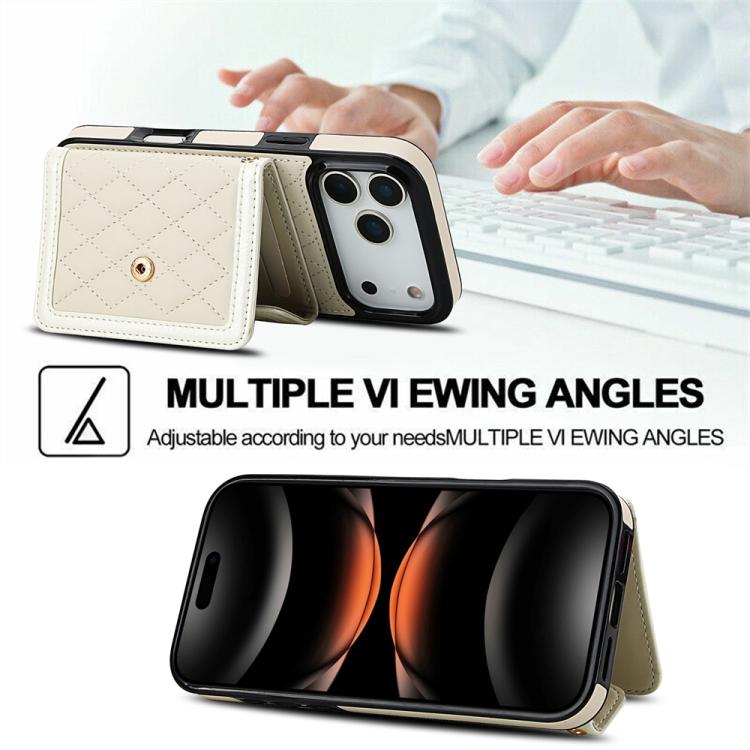 Splicing Rhombic Texture Card Bag Phone Case with Long Lanyard, For iPhone 17 Pro Max, For iPhone 17 Pro, For iPhone 17, For iPhone Air