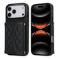 Splicing Rhombic Texture Card Bag Phone Case with Long Lanyard, For iPhone 17e / 16e, For iPhone 17 Pro Max, For iPhone 17 Pro, For iPhone 17