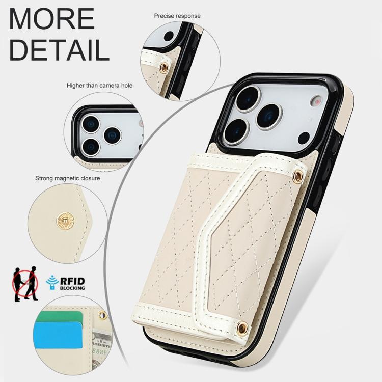 Splicing Rhombic Texture Card Bag Phone Case with Long Lanyard, For iPhone 18 Pro / 17 Pro, For iPhone 18 Pro Max / 17 Pro Max, For iPhone 17e / 16e, For iPhone 17