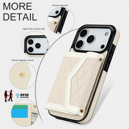 Splicing Rhombic Texture Card Bag Phone Case with Long Lanyard, For iPhone 18 Pro / 17 Pro, For iPhone 18 Pro Max / 17 Pro Max, For iPhone 17e / 16e, For iPhone 17