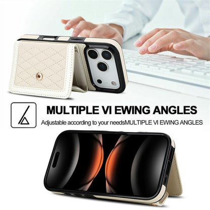 Splicing Rhombic Texture Card Bag Phone Case with Long Lanyard, For iPhone 18 Pro / 17 Pro, For iPhone 18 Pro Max / 17 Pro Max, For iPhone 17e / 16e, For iPhone 17