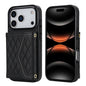 Splicing Rhombic Texture Card Bag Phone Case with Long Lanyard, For iPhone 17 Pro Max, For iPhone 17 Pro, For iPhone 17, For iPhone Air
