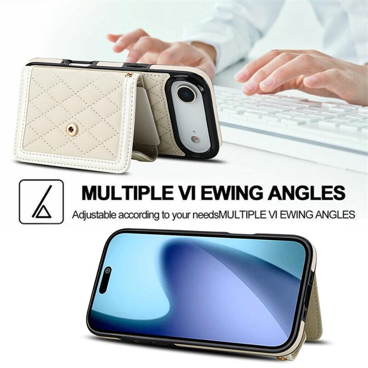 Splicing Rhombic Texture Card Bag Phone Case with Long Lanyard, For iPhone Air, For iPhone 16 Pro Max, For iPhone 16 Pro, For iPhone 16 Plus