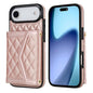 Splicing Rhombic Texture Card Bag Phone Case with Long Lanyard, For iPhone 17 Pro Max, For iPhone 17 Pro, For iPhone 17, For iPhone Air