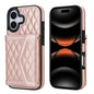 Splicing Rhombic Texture Card Bag Phone Case with Long Lanyard, For iPhone 17e / 16e, For iPhone 17 Pro Max, For iPhone 17 Pro, For iPhone 17