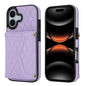 Splicing Rhombic Texture Card Bag Phone Case with Long Lanyard, For iPhone 17e / 16e, For iPhone 17 Pro Max, For iPhone 17 Pro, For iPhone 17