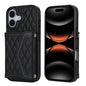 Splicing Rhombic Texture Card Bag Phone Case with Long Lanyard, For iPhone 17e / 16e, For iPhone 17 Pro Max, For iPhone 17 Pro, For iPhone 17