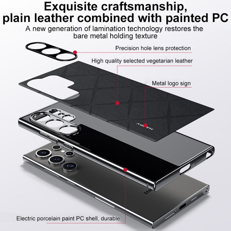 Plain Leather PC Phone Case, For Samsung Galaxy S25+ 5G, For Samsung Galaxy S25 Ultra 5G, For Samsung Galaxy S24 Ultra 5G, For Samsung Galaxy S24+ 5G
