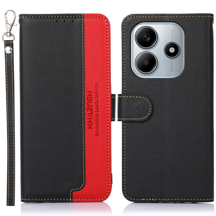 KHAZNEH Litchi Texture Leather RFID Phone Case, For Redmi Note 14 4G Global 163.25mm, For Redmi 14C 4G, For Xiaomi Redmi 13 4G
