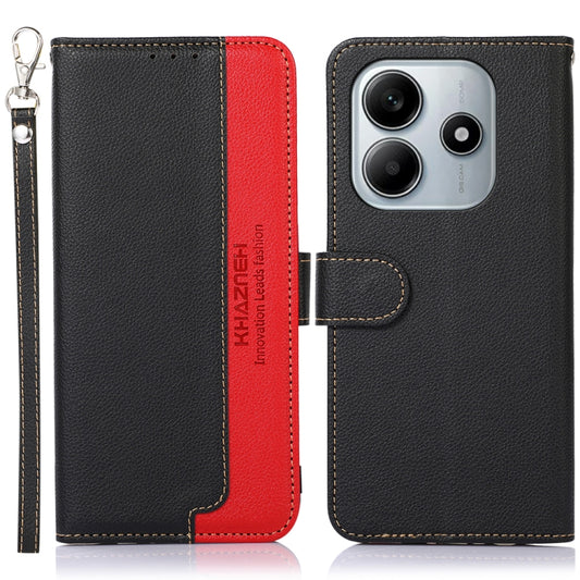KHAZNEH Litchi Texture Leather RFID Phone Case, For Redmi Note 14 4G Global 163.25mm, For Redmi 14C 4G, For Xiaomi Redmi 13 4G
