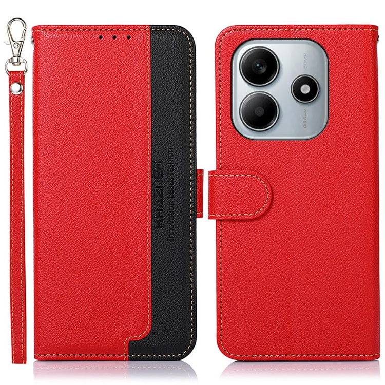 KHAZNEH Litchi Texture Leather RFID Phone Case, For Redmi Note 14 4G Global 163.25mm, For Redmi 14C 4G, For Xiaomi Redmi 13 4G