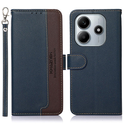 KHAZNEH Litchi Texture Leather RFID Phone Case, For Redmi Note 14 4G Global 163.25mm, For Redmi 14C 4G, For Xiaomi Redmi 13 4G