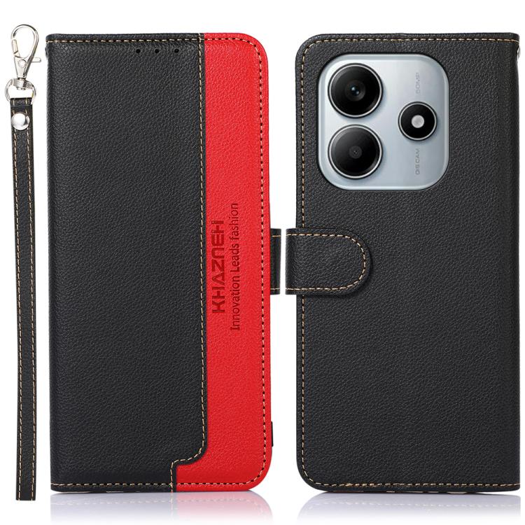 KHAZNEH Litchi Texture Leather RFID Phone Case, For Redmi Note 14 4G 164.84mm, For Redmi Turbo 4 Pro, For Redmi Turbo 4, For Redmi Note 14 Pro 4G / 14 Pro+ 5G Global, For Redmi Note 14 4G Global 163.25mm, For Redmi 14C 4G