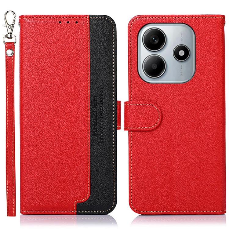 KHAZNEH Litchi Texture Leather RFID Phone Case, For Redmi Note 14 4G 164.84mm, For Redmi Turbo 4 Pro, For Redmi Turbo 4, For Redmi Note 14 Pro 4G / 14 Pro+ 5G Global, For Redmi Note 14 4G Global 163.25mm, For Redmi 14C 4G