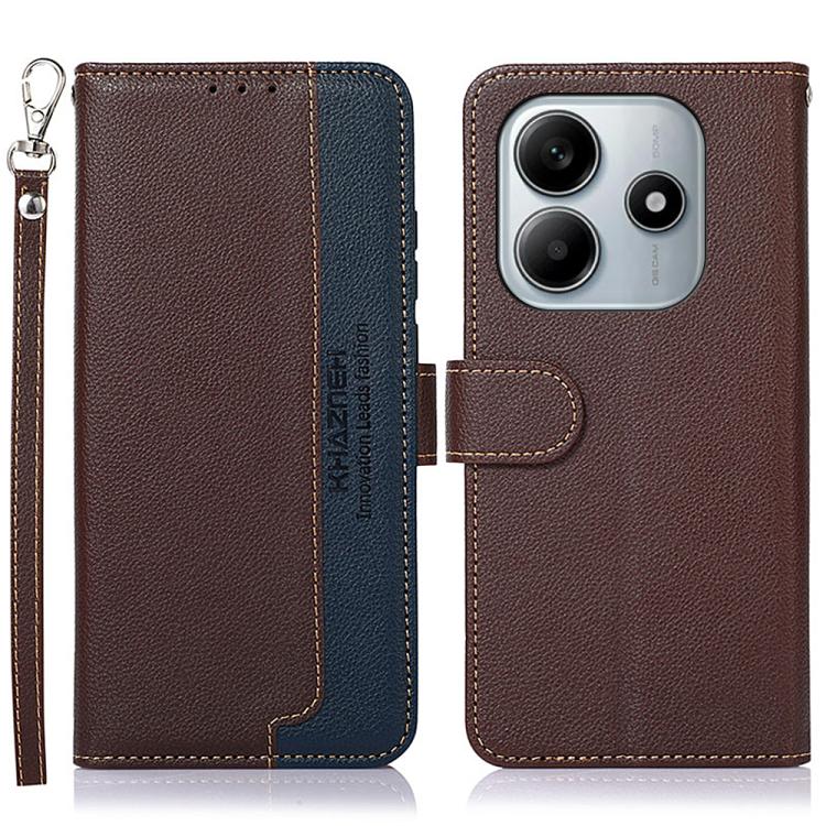KHAZNEH Litchi Texture Leather RFID Phone Case, For Redmi Note 14S 4G, For Redmi K80 / K80 Pro, For Redmi Note 14 4G 164.84mm, For Redmi Turbo 4 Pro, For Redmi Turbo 4, For Redmi Note 14 Pro 4G / 14 Pro+ 5G Global