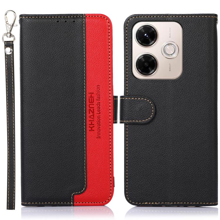 KHAZNEH Litchi Texture Leather RFID Phone Case, For Redmi 15C 5G / 4G Global 171mm/Poco C85 4G, For Redmi 13X, For Redmi A5 4G 173.3mm, For Redmi A5 4G 171.7mm / Poco C71, For Redmi Note 14S 4G, For Redmi K80 / K80 Pro