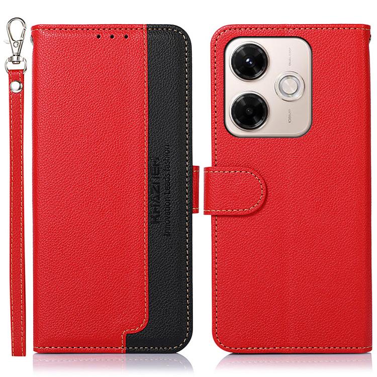 KHAZNEH Litchi Texture Leather RFID Phone Case, For Redmi 15 5G Global / 15 4G SEA, For Redmi 15 5G / 4G EU 171mm, For Redmi 15C 5G / 4G Global 171mm/Poco C85 4G, For Redmi 13X, For Redmi A5 4G 173.3mm, For Redmi A5 4G 171.7mm / Poco C71