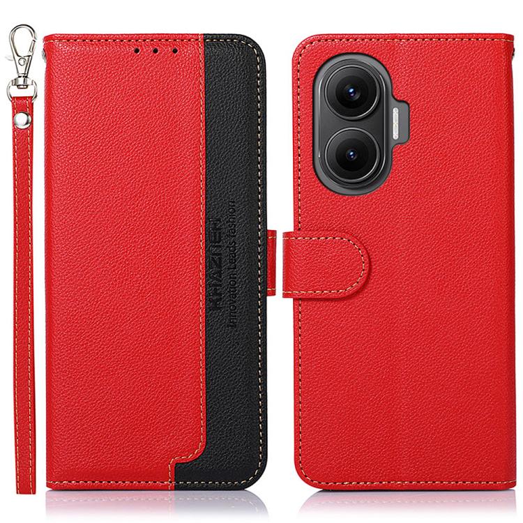 KHAZNEH Litchi Texture Leather RFID Phone Case, For Redmi Note 14S 4G, For Redmi K80 / K80 Pro, For Redmi Note 14 4G 164.84mm, For Redmi Turbo 4 Pro, For Redmi Turbo 4, For Redmi Note 14 Pro 4G / 14 Pro+ 5G Global