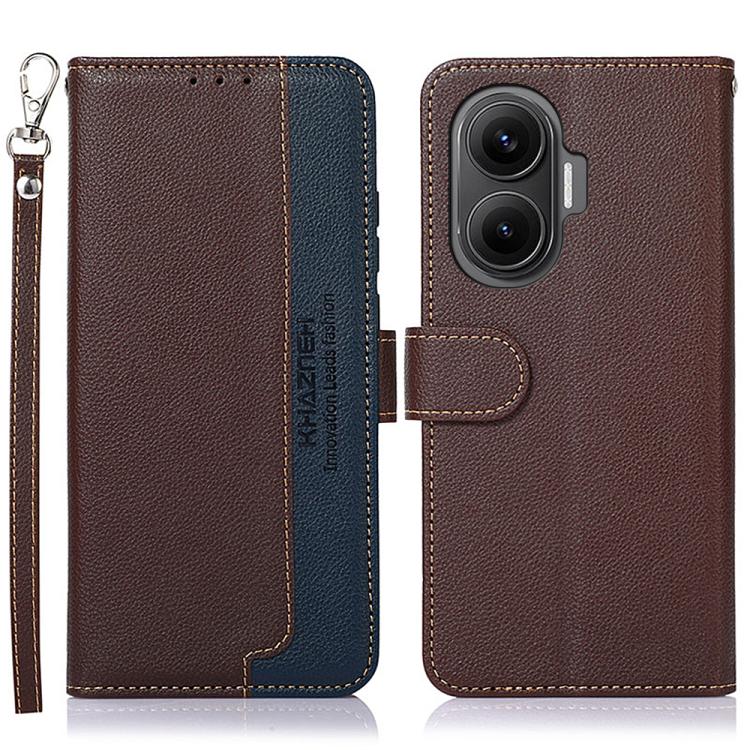 KHAZNEH Litchi Texture Leather RFID Phone Case, For Redmi Note 14S 4G, For Redmi K80 / K80 Pro, For Redmi Note 14 4G 164.84mm, For Redmi Turbo 4 Pro, For Redmi Turbo 4, For Redmi Note 14 Pro 4G / 14 Pro+ 5G Global