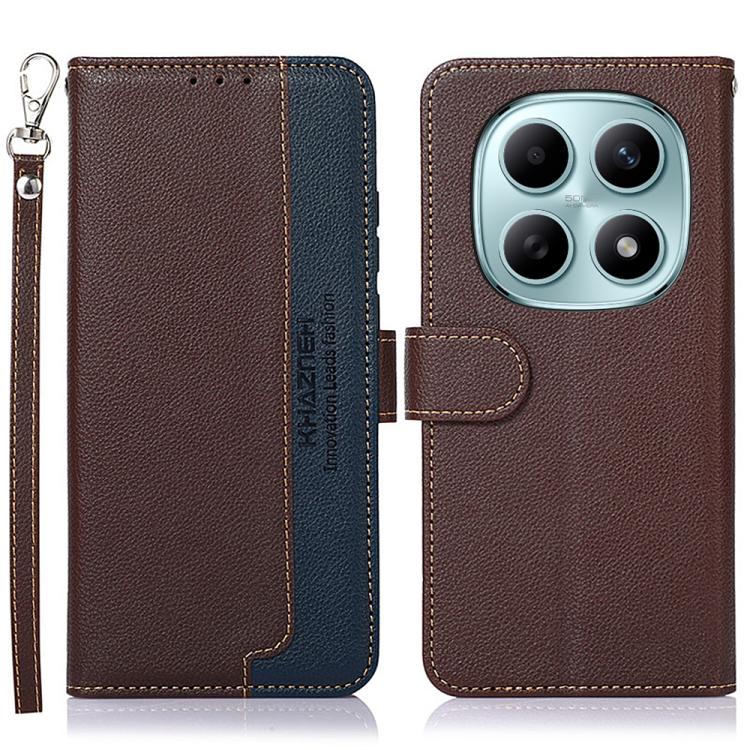 KHAZNEH Litchi Texture Leather RFID Phone Case, For Redmi K90 Pro Max/Poco F8 Ultra, For Redmi K90/Poco F8 Pro, For Redmi Note 15 Pro+ 5G Global 163.3mm, For Redmi Note 15 Pro 5G Global 163.6mm, For Redmi Note 15 5G Global 164mm������������������������...