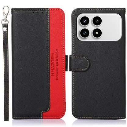 KHAZNEH Litchi Texture Leather RFID Phone Case, For Redmi Note 15 Pro 4G Global 163.2mm, For Redmi K90/Poco F8 Pro, For Redmi Note 15 Pro 5G Global 163.6mm, For Redmi 15C 5G / 4G EU 173mm, For Redmi 15 5G Global / 15 4G SEA, For Redmi 15 5G / 4G EU 171mm
