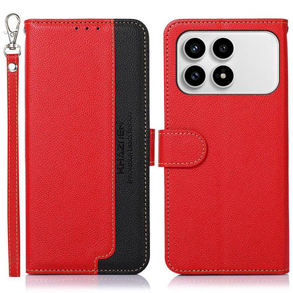 KHAZNEH Litchi Texture Leather RFID Phone Case, For Redmi K90 Pro Max/Poco F8 Ultra, For Redmi K90/Poco F8 Pro, For Redmi Note 15 Pro+ 5G Global 163.3mm, For Redmi Note 15 Pro 5G Global 163.6mm, For Redmi Note 15 5G Global 164mm������������������������...
