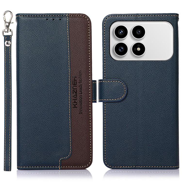 KHAZNEH Litchi Texture Leather RFID Phone Case, For Redmi Note 15 Pro 4G Global 163.2mm, For Redmi K90/Poco F8 Pro, For Redmi Note 15 Pro 5G Global 163.6mm, For Redmi 15C 5G / 4G EU 173mm, For Redmi 15 5G Global / 15 4G SEA, For Redmi 15 5G / 4G EU 171mm