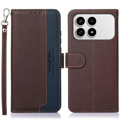 KHAZNEH Litchi Texture Leather RFID Phone Case, For Redmi K90 Pro Max/Poco F8 Ultra, For Redmi K90/Poco F8 Pro, For Redmi Note 15 Pro+ 5G Global 163.3mm, For Redmi Note 15 Pro 5G Global 163.6mm, For Redmi Note 15 5G Global 164mm������������������������...