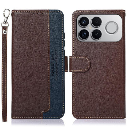 KHAZNEH Litchi Texture Leather RFID Phone Case, For Redmi K90 Pro Max/Poco F8 Ultra, For Redmi K90/Poco F8 Pro, For Redmi Note 15 Pro+ 5G Global 163.3mm, For Redmi Note 15 Pro 5G Global 163.6mm, For Redmi Note 15 5G Global 164mm������������������������...