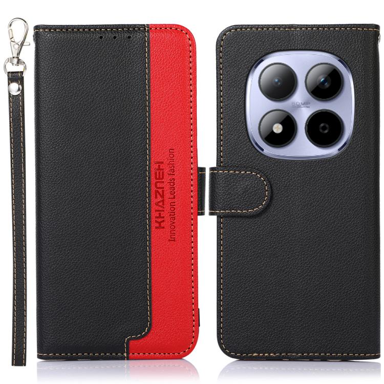 KHAZNEH Litchi Texture Leather RFID Phone Case, For Redmi Note 15 Pro 4G Global 163.2mm, For Redmi K90/Poco F8 Pro, For Redmi Note 15 Pro 5G Global 163.6mm, For Redmi 15C 5G / 4G EU 173mm, For Redmi 15 5G Global / 15 4G SEA, For Redmi 15 5G / 4G EU 171mm