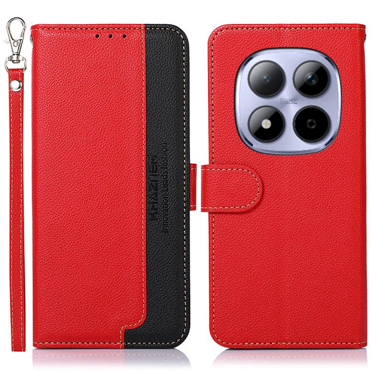 KHAZNEH Litchi Texture Leather RFID Phone Case, For Redmi Note 15 Pro 4G Global 163.2mm, For Redmi K90/Poco F8 Pro, For Redmi Note 15 Pro 5G Global 163.6mm, For Redmi 15C 5G / 4G EU 173mm, For Redmi 15 5G Global / 15 4G SEA, For Redmi 15 5G / 4G EU 171mm