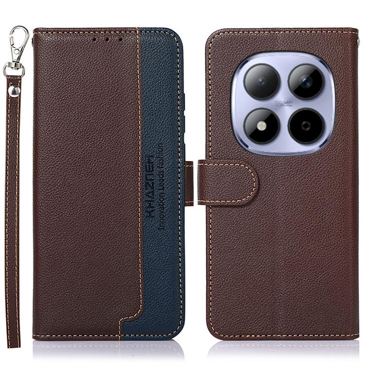 KHAZNEH Litchi Texture Leather RFID Phone Case, For Redmi Note 15 Pro 4G Global 163.2mm, For Redmi K90/Poco F8 Pro, For Redmi Note 15 Pro 5G Global 163.6mm, For Redmi 15C 5G / 4G EU 173mm, For Redmi 15 5G Global / 15 4G SEA, For Redmi 15 5G / 4G EU 171mm