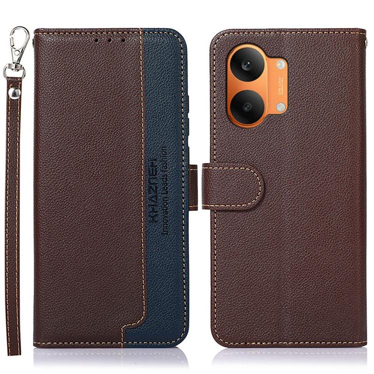 KHAZNEH Litchi Texture Leather RFID Phone Case, For Redmi A7 Pro 171mm/Poco C85x 5G Global, For Redmi Turbo 5 Max / Poco X8 Pro Max, For Redmi Turbo 5 5G / Poco X8 Pro 5G, For Redmi Note 15 Pro+ 5G Global 163.3mm, For Redmi Note 15 5G Global 164mm     ...