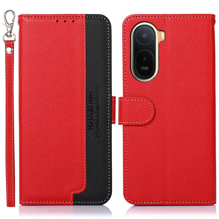 KHAZNEH Litchi Texture Leather RFID Phone Case, For Redmi A7 Pro 171mm/Poco C85x 5G Global, For Redmi Turbo 5 Max / Poco X8 Pro Max, For Redmi Turbo 5 5G / Poco X8 Pro 5G, For Redmi Note 15 Pro+ 5G Global 163.3mm, For Redmi Note 15 5G Global 164mm     ...