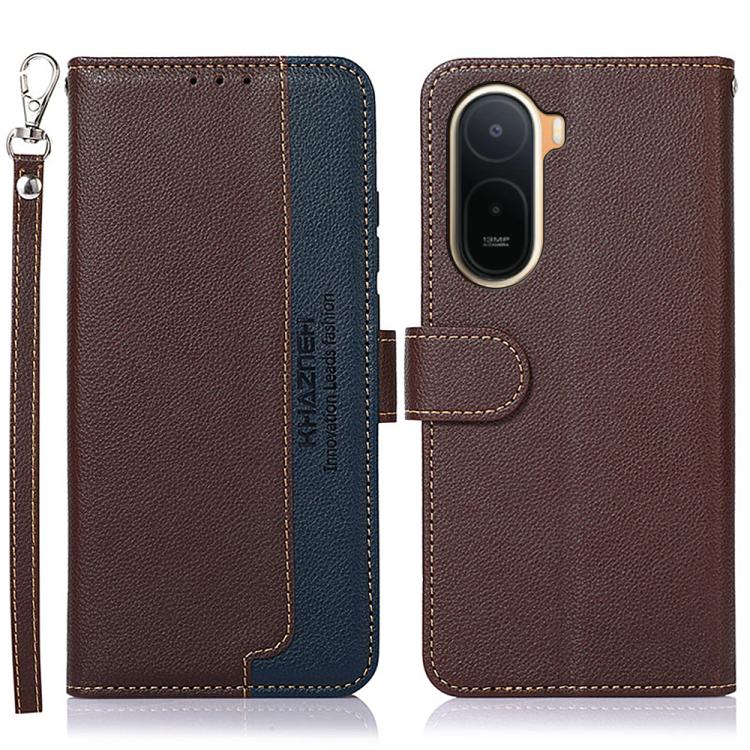 KHAZNEH Litchi Texture Leather RFID Phone Case, For Redmi A7 Pro 171mm/Poco C85x 5G Global, For Redmi Turbo 5 Max / Poco X8 Pro Max, For Redmi Turbo 5 5G / Poco X8 Pro 5G, For Redmi Note 15 Pro+ 5G Global 163.3mm, For Redmi Note 15 5G Global 164mm     ...