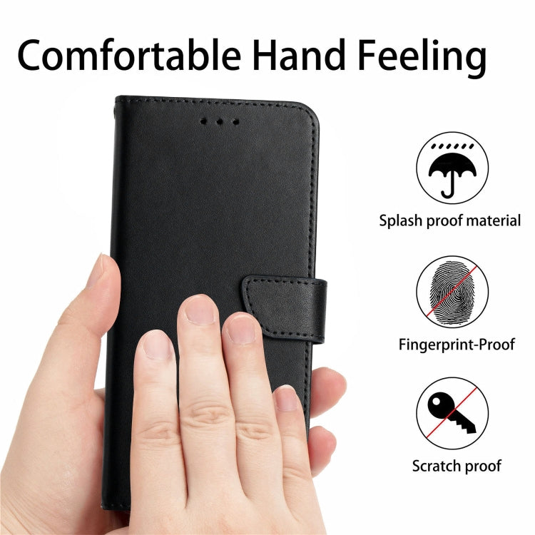 HT02 Genuine Leather Fingerprint-proof Flip Phone Case, For Samsung Galaxy S24 FE