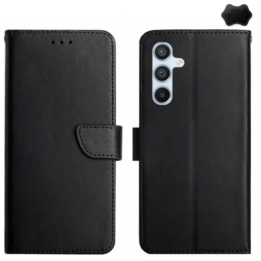 HT02 Genuine Leather Fingerprint-proof Flip Phone Case, For Samsung Galaxy S24 FE