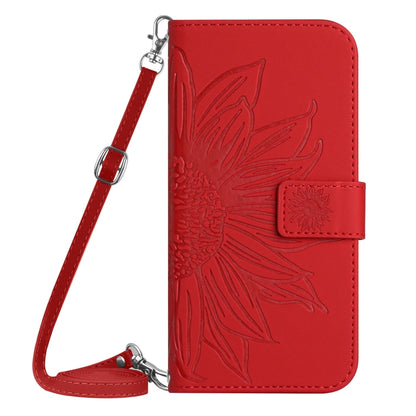 Skin Feel Sun Flower Embossed Flip Leather Phone Case with Lanyard