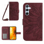 Skin Feel Sun Flower Embossed Flip Leather Phone Case with Lanyard, For Samsung Galaxy S25 Edge 5G, For Samsung Galaxy S25 5G