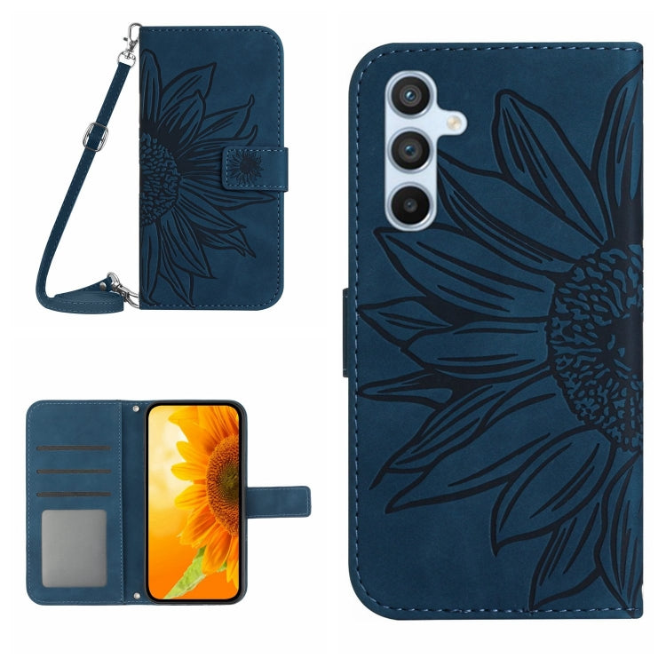 Skin Feel Sun Flower Embossed Flip Leather Phone Case with Lanyard, For Samsung Galaxy S25 Edge 5G, For Samsung Galaxy S25 5G