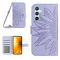 Skin Feel Sun Flower Embossed Flip Leather Phone Case with Lanyard, For Samsung Galaxy S25+ 5G, For Samsung Galaxy S25 Ultra 5G