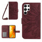 Skin Feel Sun Flower Embossed Flip Leather Phone Case with Lanyard