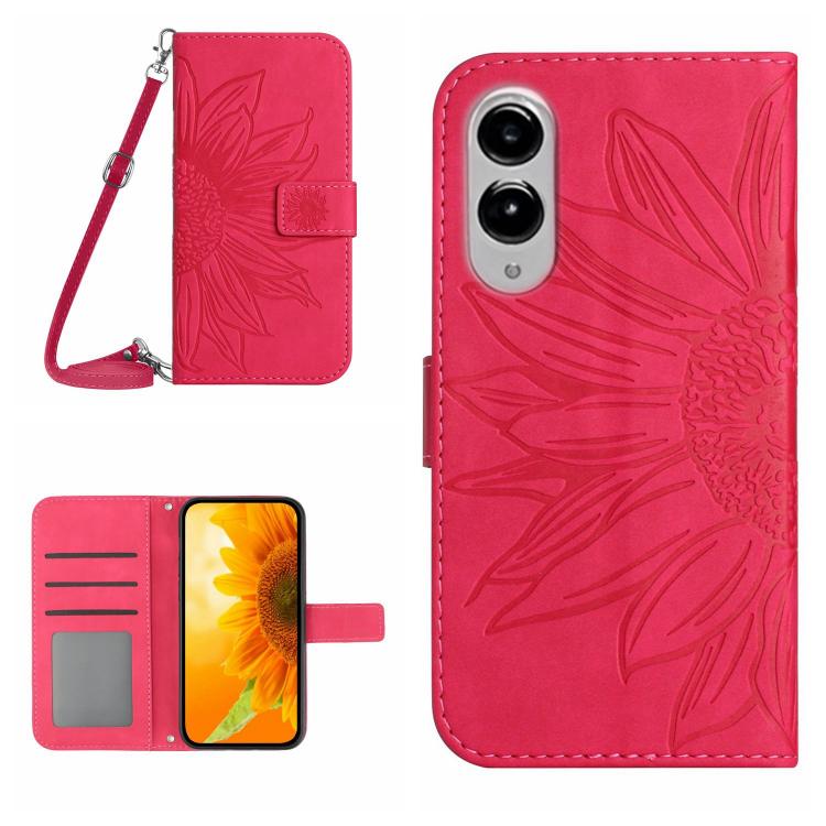 Skin Feel Sun Flower Embossed Flip Leather Phone Case with Lanyard, For Samsung Galaxy S25 Edge 5G, For Samsung Galaxy S25 5G