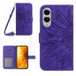 Skin Feel Sun Flower Embossed Flip Leather Phone Case with Lanyard, For Samsung Galaxy S25 Edge 5G, For Samsung Galaxy S25 5G