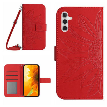 Skin Feel Sun Flower Embossed Flip Leather Phone Case with Lanyard, For Galaxy S26 FE 5G, For Samsung Galaxy S25 FE 5G