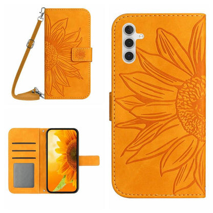 Skin Feel Sun Flower Embossed Flip Leather Phone Case with Lanyard, For Galaxy S26 FE 5G, For Samsung Galaxy S25 FE 5G