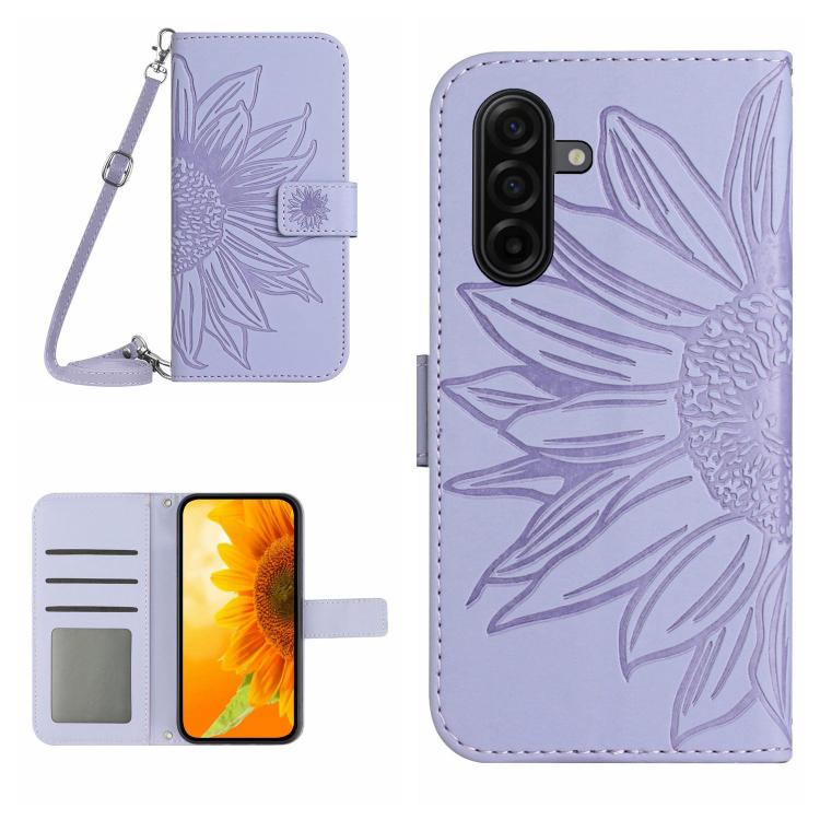 Skin Feel Sun Flower Embossed Flip Leather Phone Case with Lanyard, For Galaxy S26 FE 5G, For Samsung Galaxy S25 FE 5G